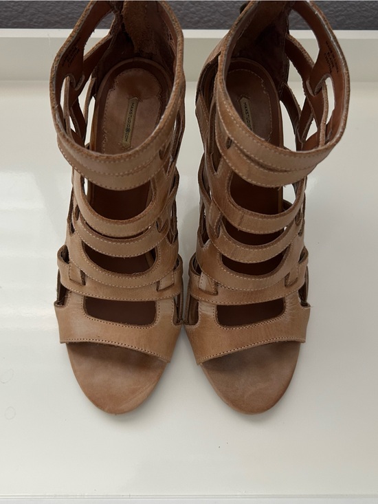 Max Studio Shoes - Max Studio Elaine Camel Strappy High-Heel Gladiator Sandals